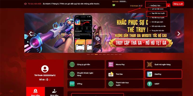 Cập nhật nhanh các phương pháp nạp tiền 77win